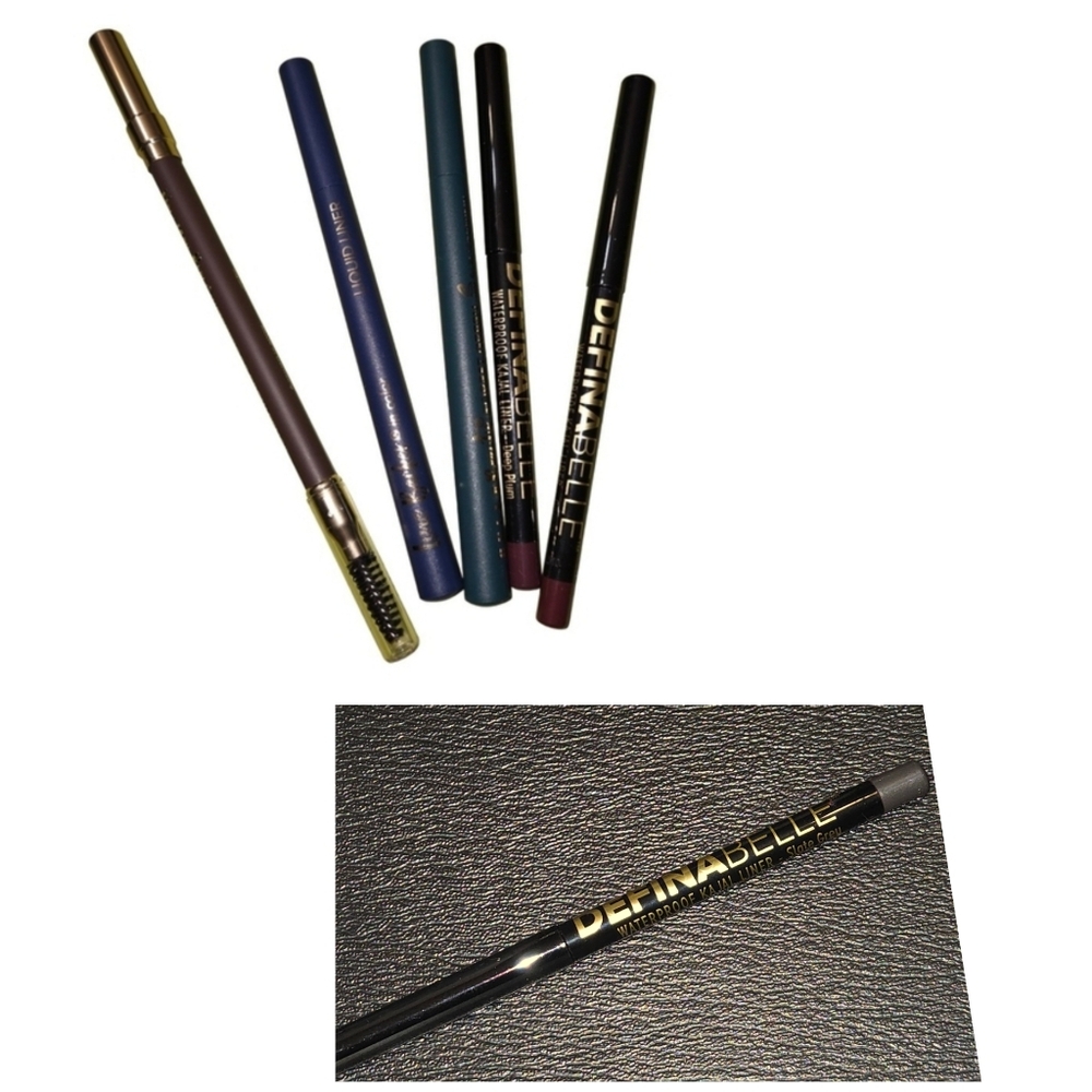 6 Piece Belle Beauty By Kim Gravel Set- 5 Eyeliners and 1 Eyebrow Pencil NWOT